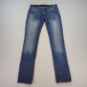 Levis Too Superlow 524 Jeans Womens 7 Blue Straight Low Rise Stretch Denim